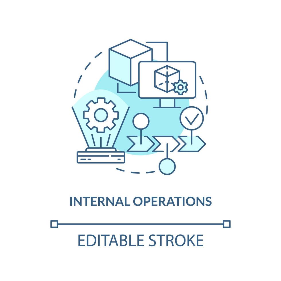 interno operaciones turquesa concepto icono. virtual modelos metaverso categoría resumen idea Delgado línea ilustración. aislado contorno dibujo. editable carrera vector