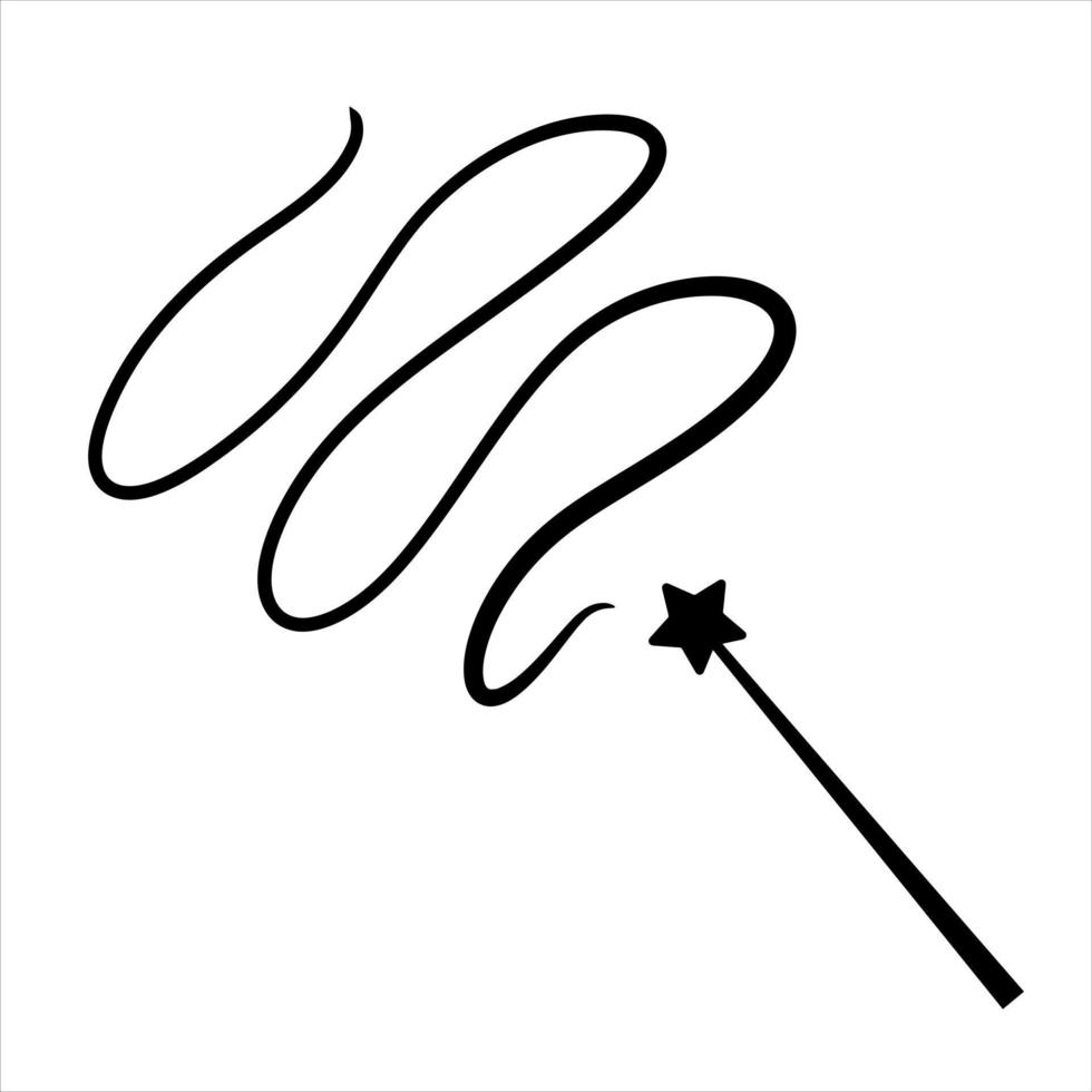 Magic wand with star. Wizard tool. Miracle symbols and Wizard stick. Fairytale rod vector