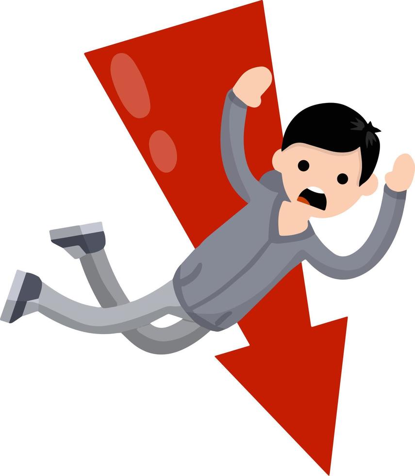 Man fall down. frightened guy in distress. Problem and failure. Cartoon flat illustration. vector