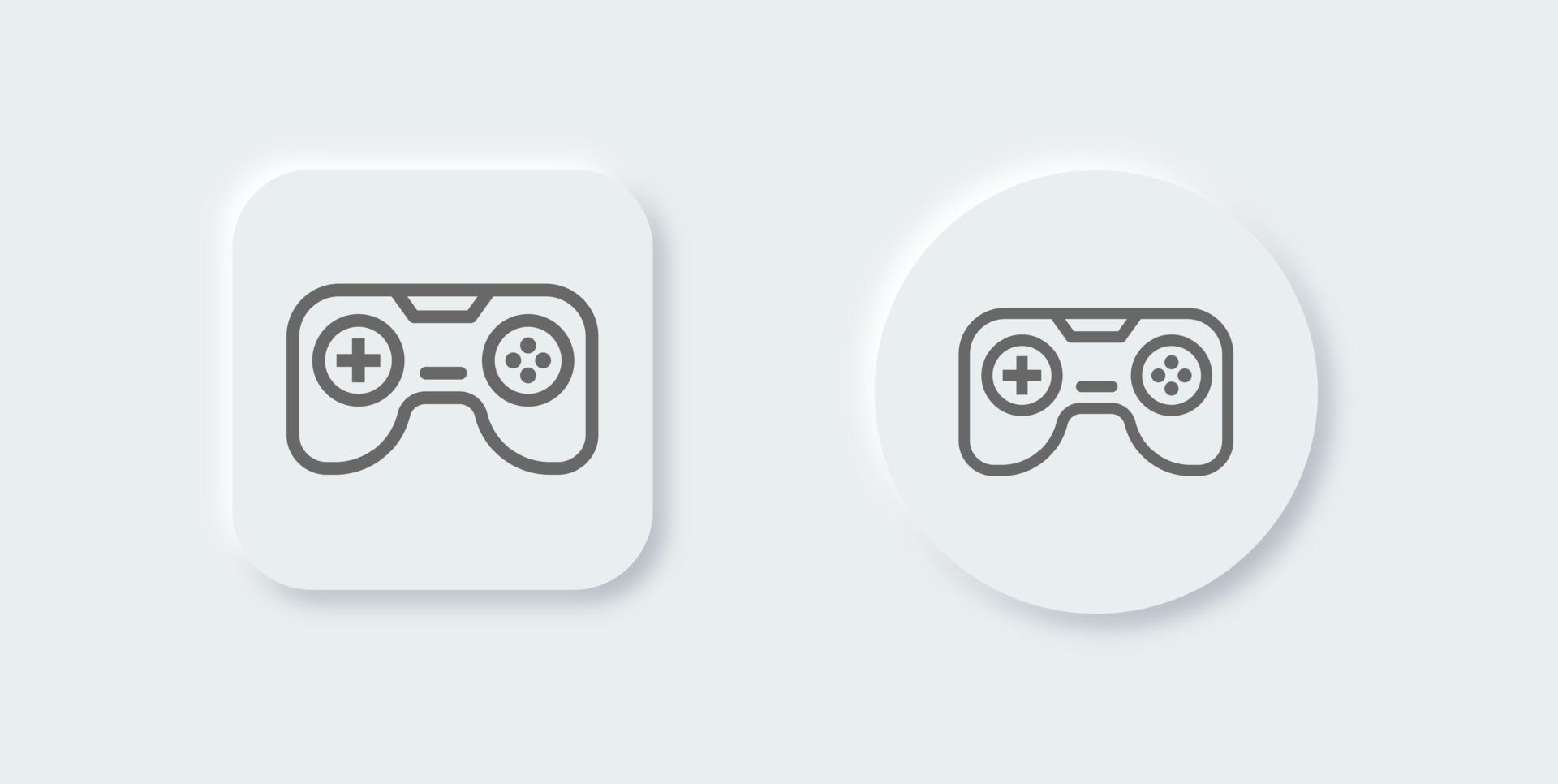 Joystick line icon in neomorphic design style. Game controller signs vector illustration.