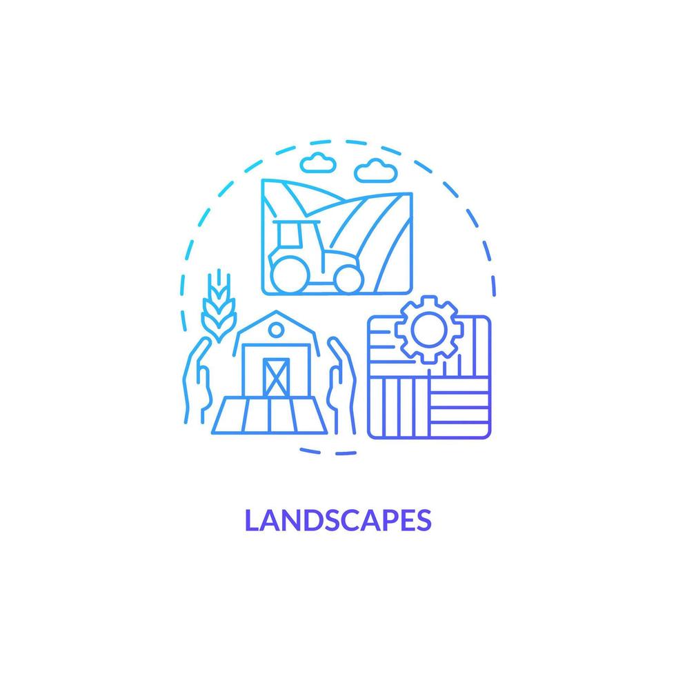 Landscapes blue gradient concept icon. Reversing biodiversity loss. Agriculture policy objective abstract idea thin line illustration. Isolated outline drawing vector