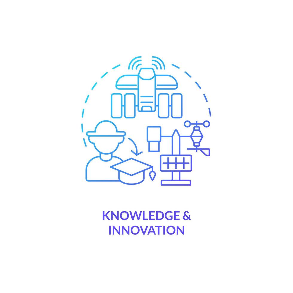 Knowledge and innovation blue gradient concept icon. Alternative strategy. Agriculture policy objective abstract idea thin line illustration. Isolated outline drawing vector