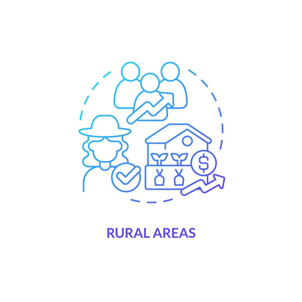 rural areas azul degradado concepto icono. trabajos, crecimiento y igualdad. agricultura política objetivo resumen idea Delgado línea ilustración. aislado contorno dibujo vector