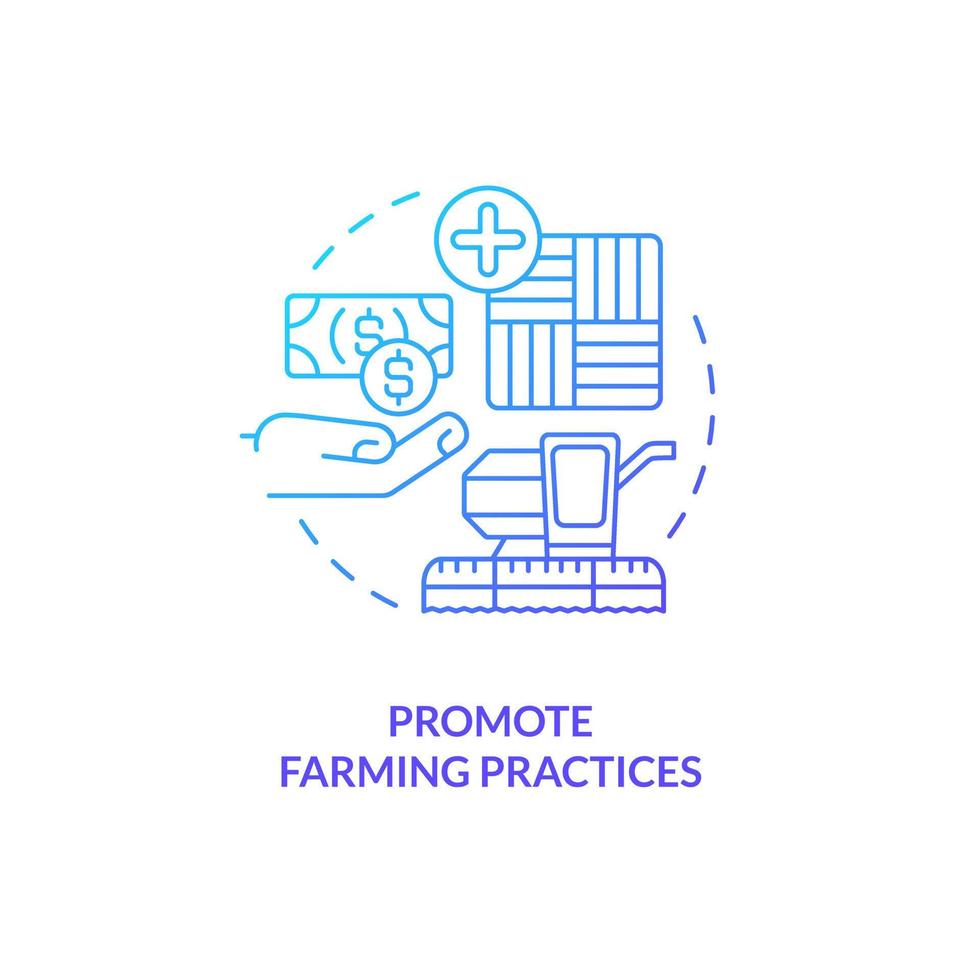 Promote farming practices blue gradient concept icon. Business support. Agricultural subsidy abstract idea thin line illustration. Isolated outline drawing vector