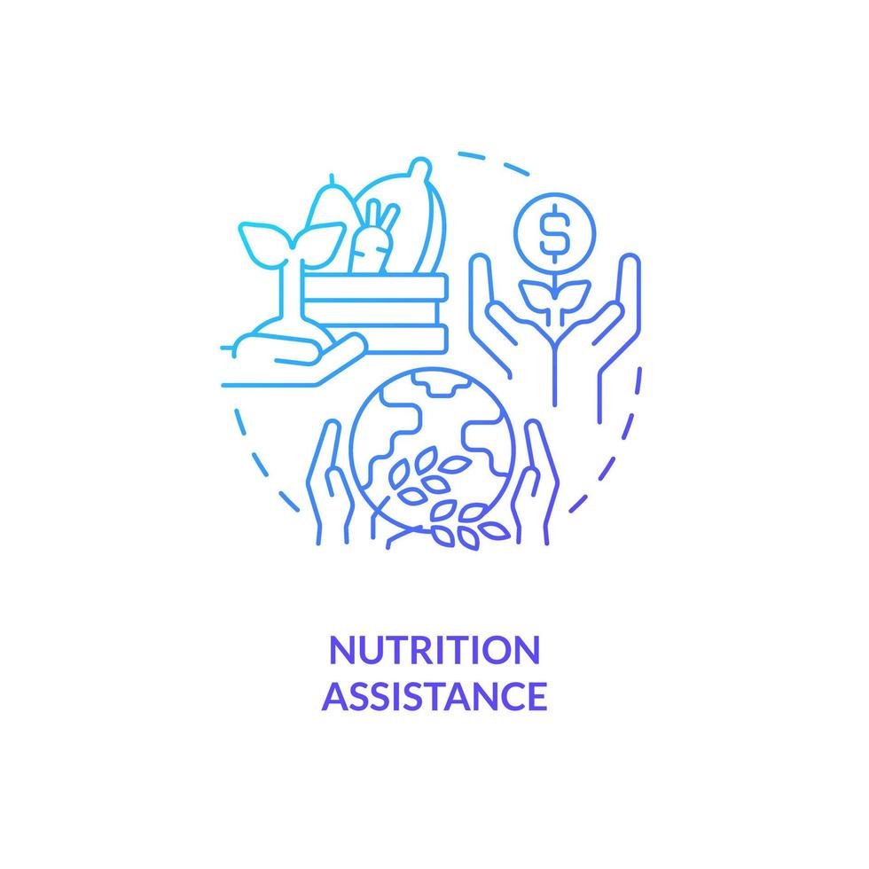 nutrición asistencia azul degradado concepto icono. lucha comida inseguridad. agrícola subvención resumen idea Delgado línea ilustración. aislado contorno dibujo vector