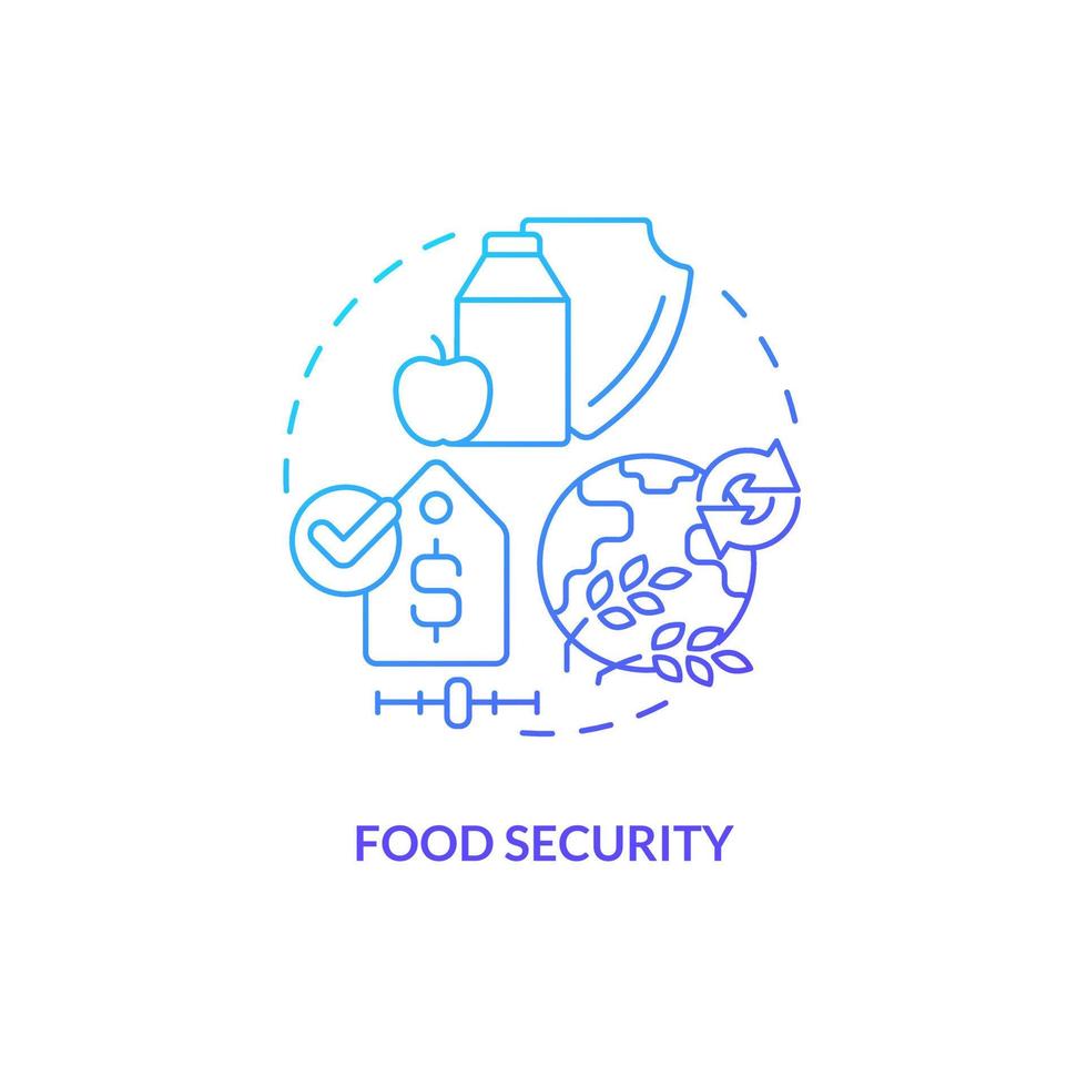 Food security blue gradient concept icon. Nutrition products management. Agriculture policy concern abstract idea thin line illustration. Isolated outline drawing vector
