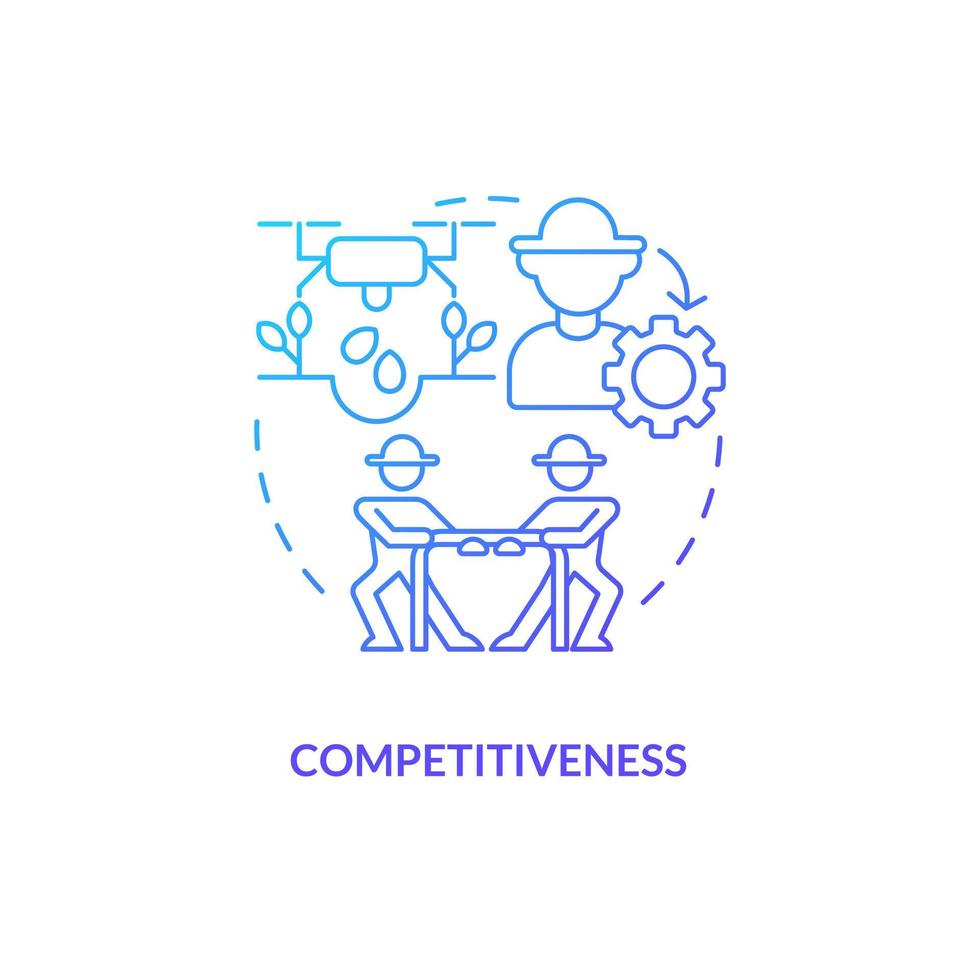 Competitiveness blue gradient concept icon. Market orientation. Agriculture policy objective abstract idea thin line illustration. Isolated outline drawing vector