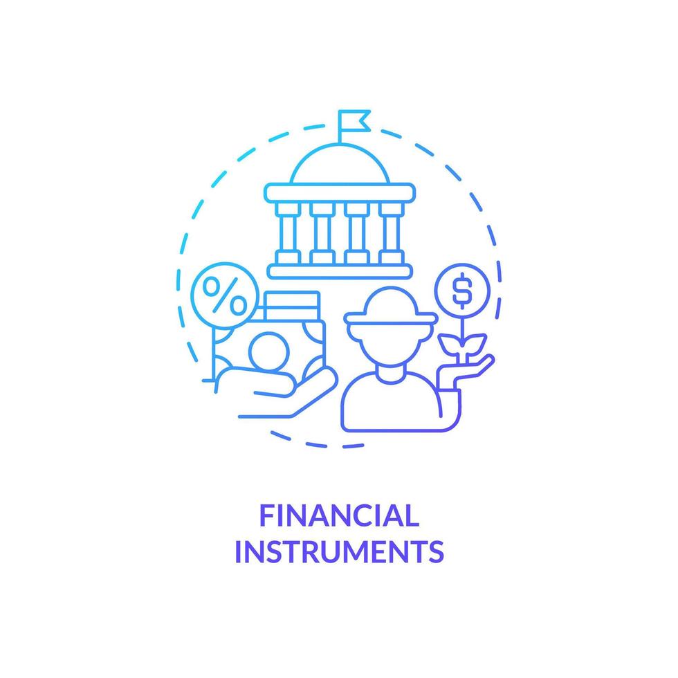 Financial instruments blue gradient concept icon. Farmers support. Rural development program abstract idea thin line illustration. Isolated outline drawing vector