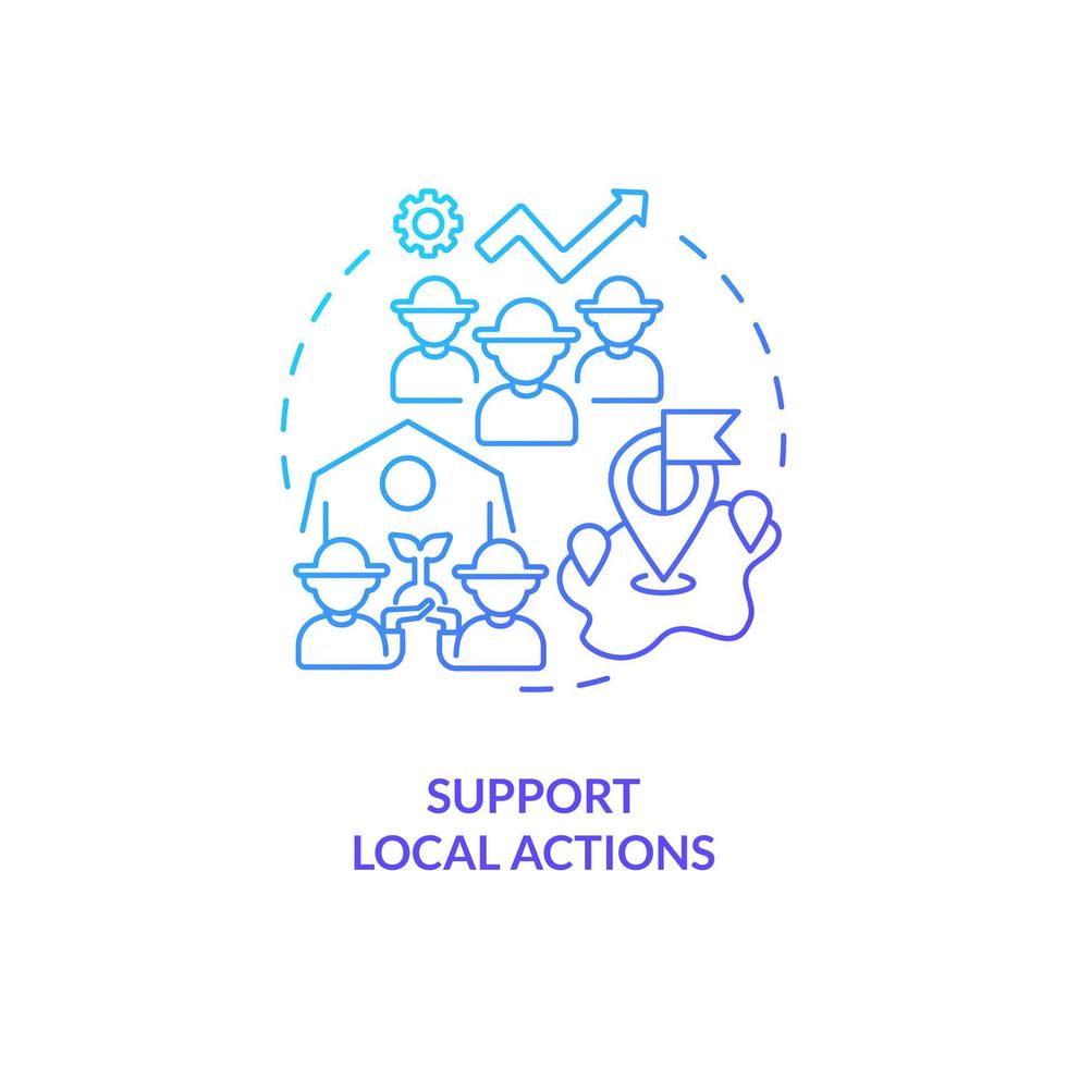 Support local actions blue gradient concept icon. Farming business. Rural development program abstract idea thin line illustration. Isolated outline drawing vector