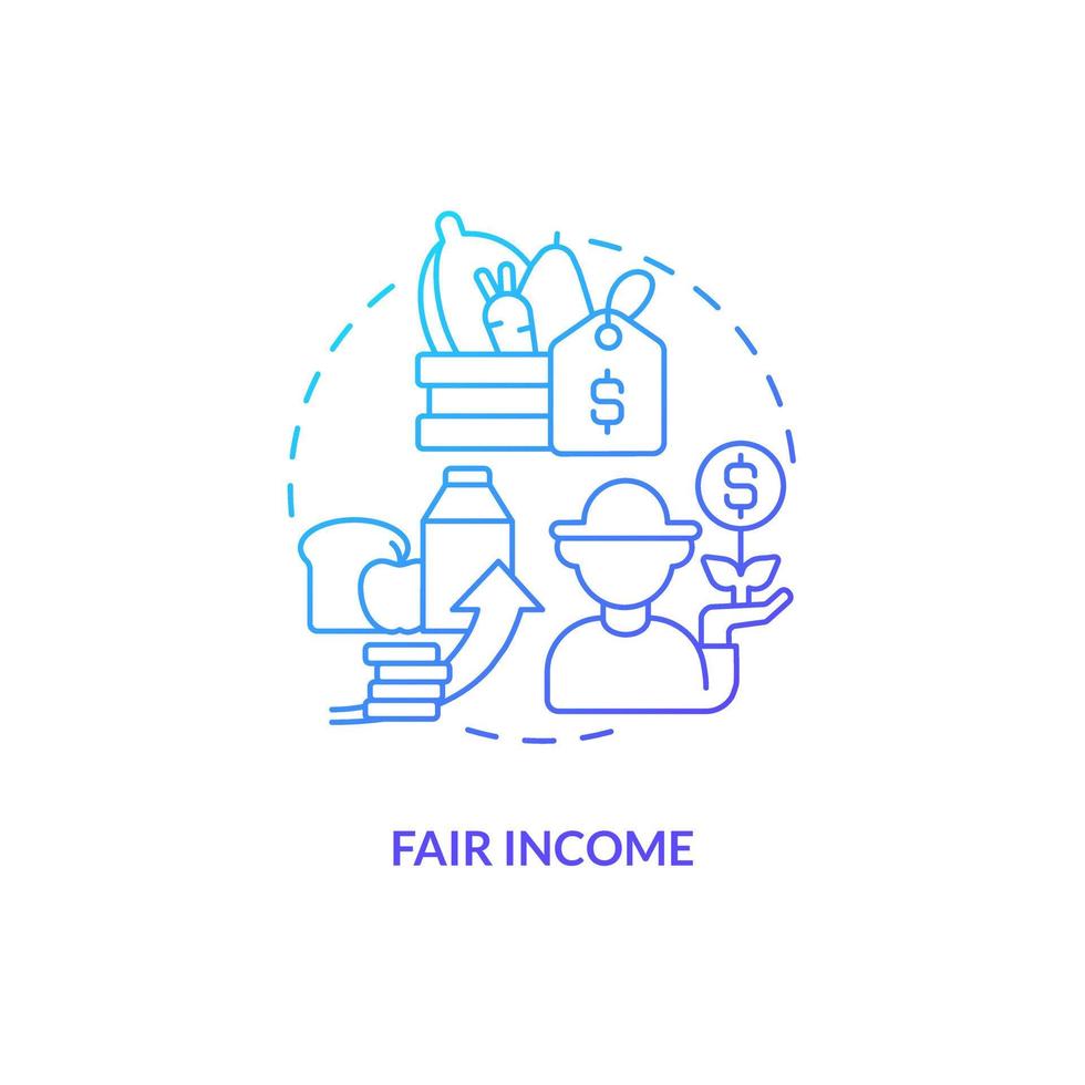 Fair income blue gradient concept icon. Farm products profit. Agriculture policy objective abstract idea thin line illustration. Isolated outline drawing vector