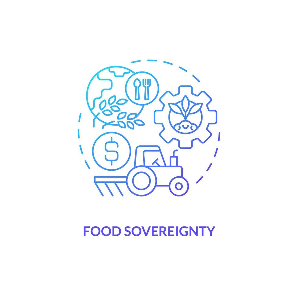 Food sovereignty blue gradient concept icon. Define farm system. Agriculture policy concern abstract idea thin line illustration. Isolated outline drawing vector