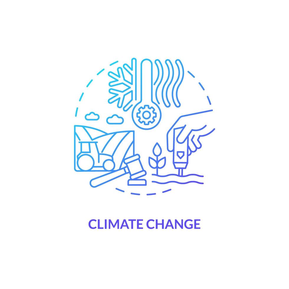 Climate change blue gradient concept icon. Environment condition. Agriculture policy objective abstract idea thin line illustration. Isolated outline drawing vector