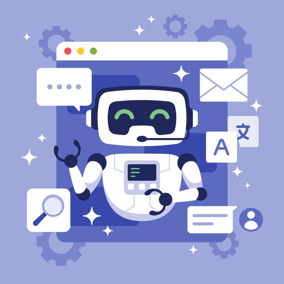 Smart Chat Bot with Artificial Intelligence Technology vector