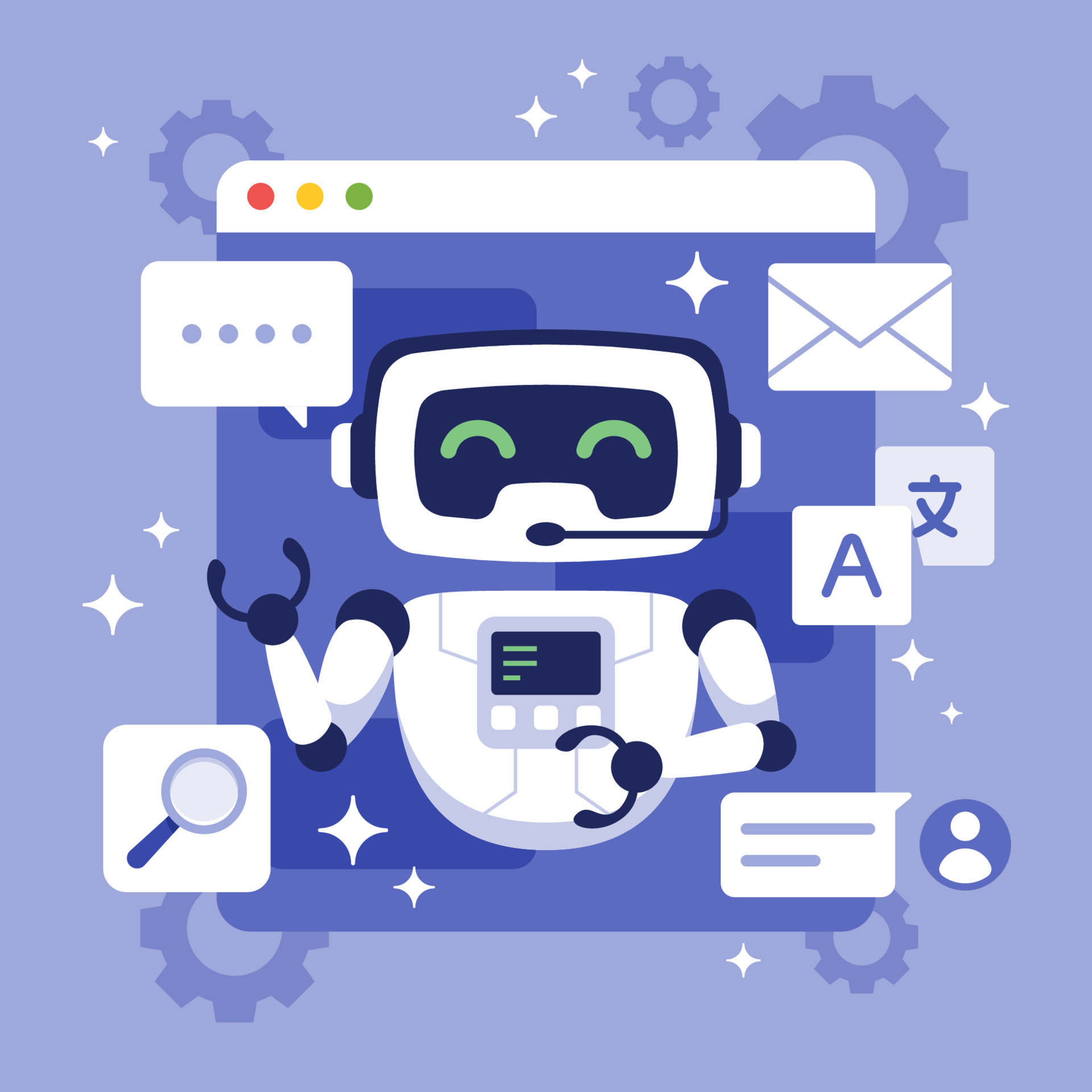 Smart Chat Bot with Artificial Intelligence Technology 22729745 Vector ...