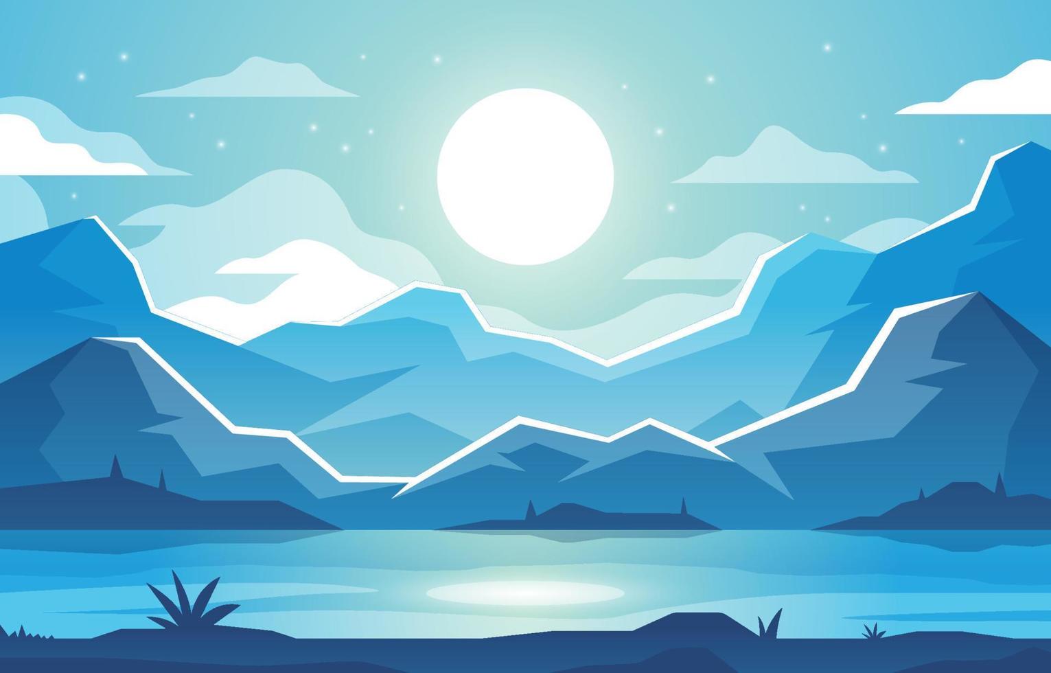 Monochromatic Nature Lake and Mountain Background vector