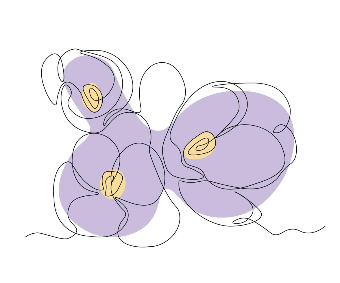 abstract Crocus Flowers Continuous One Line Drawing vector