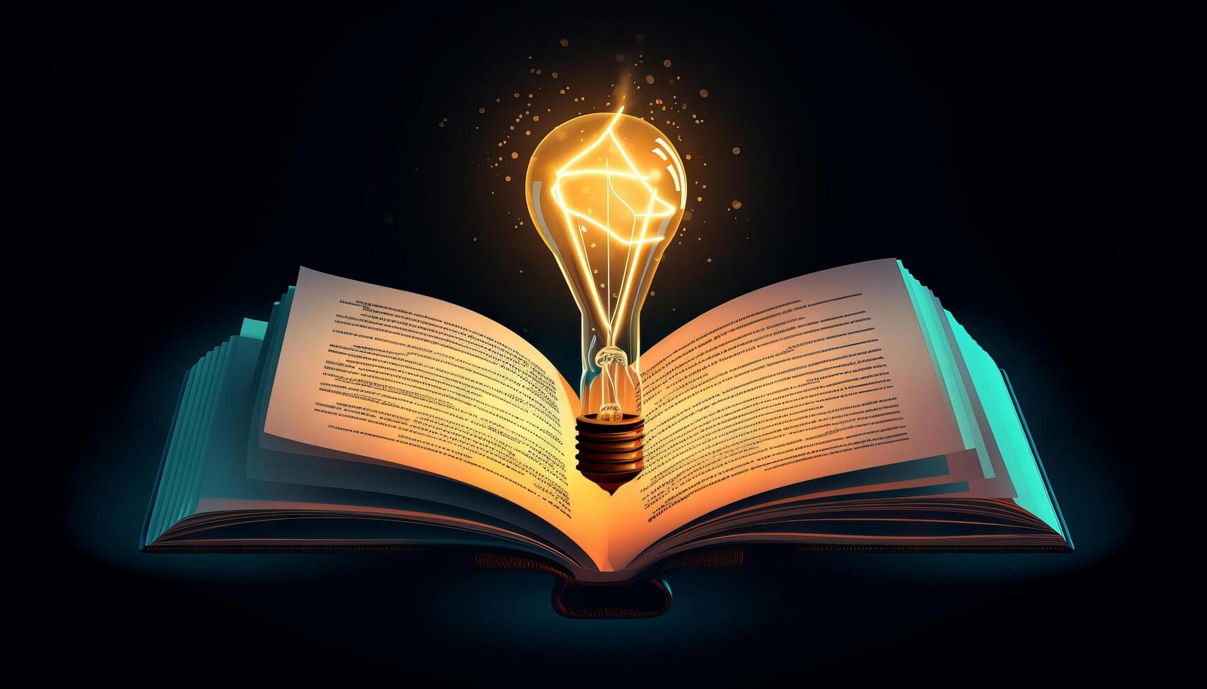 book and lightbulb icon glowing together, symbolizing the enlightening and transformative effects of education. photo