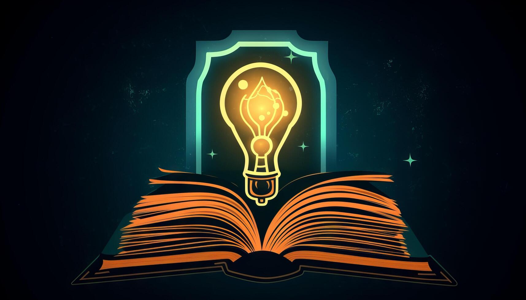 book and lightbulb icon glowing together, symbolizing the enlightening and transformative effects of education. photo