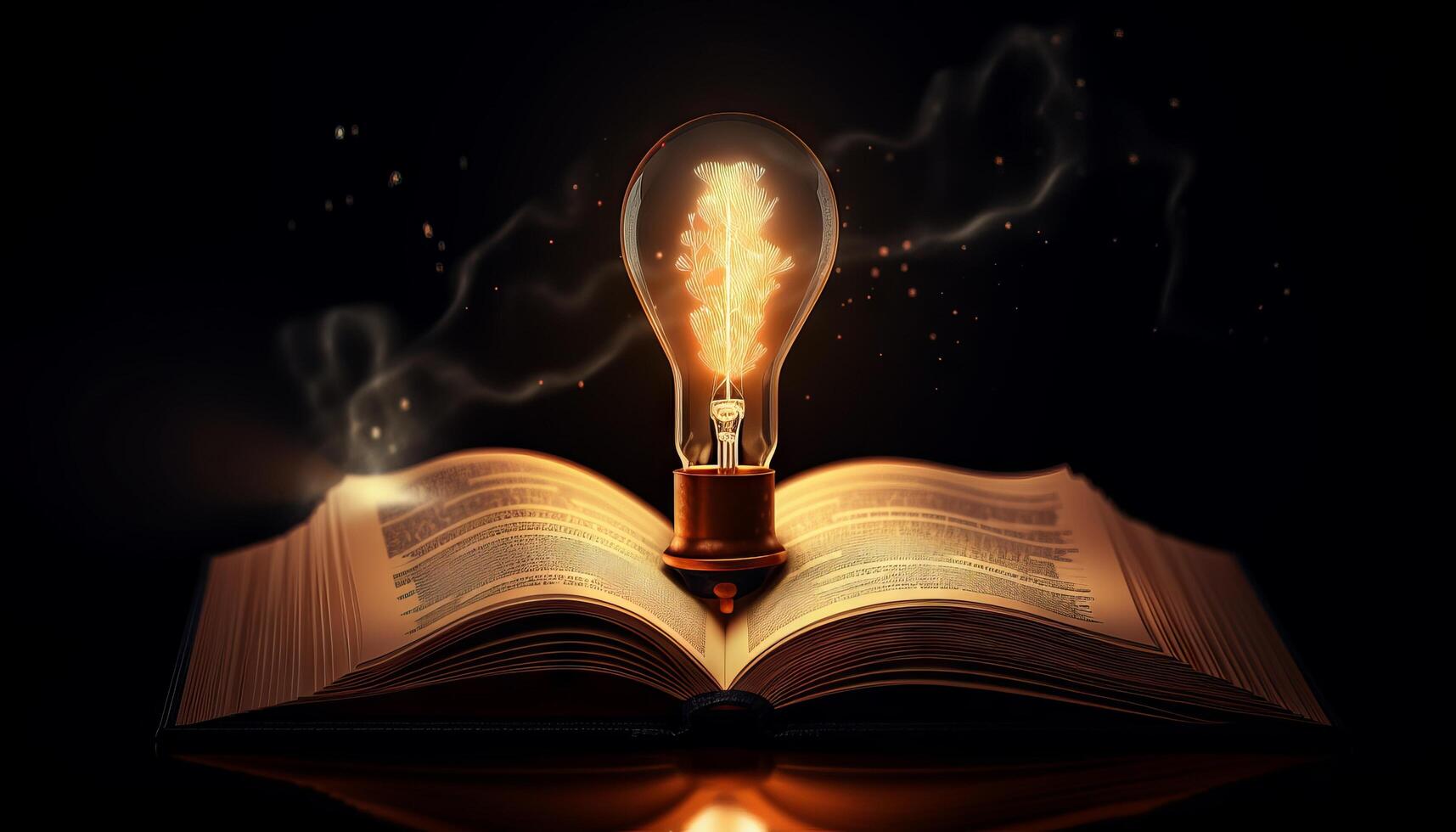 book and lightbulb icon glowing together, symbolizing the enlightening and transformative effects of education. photo