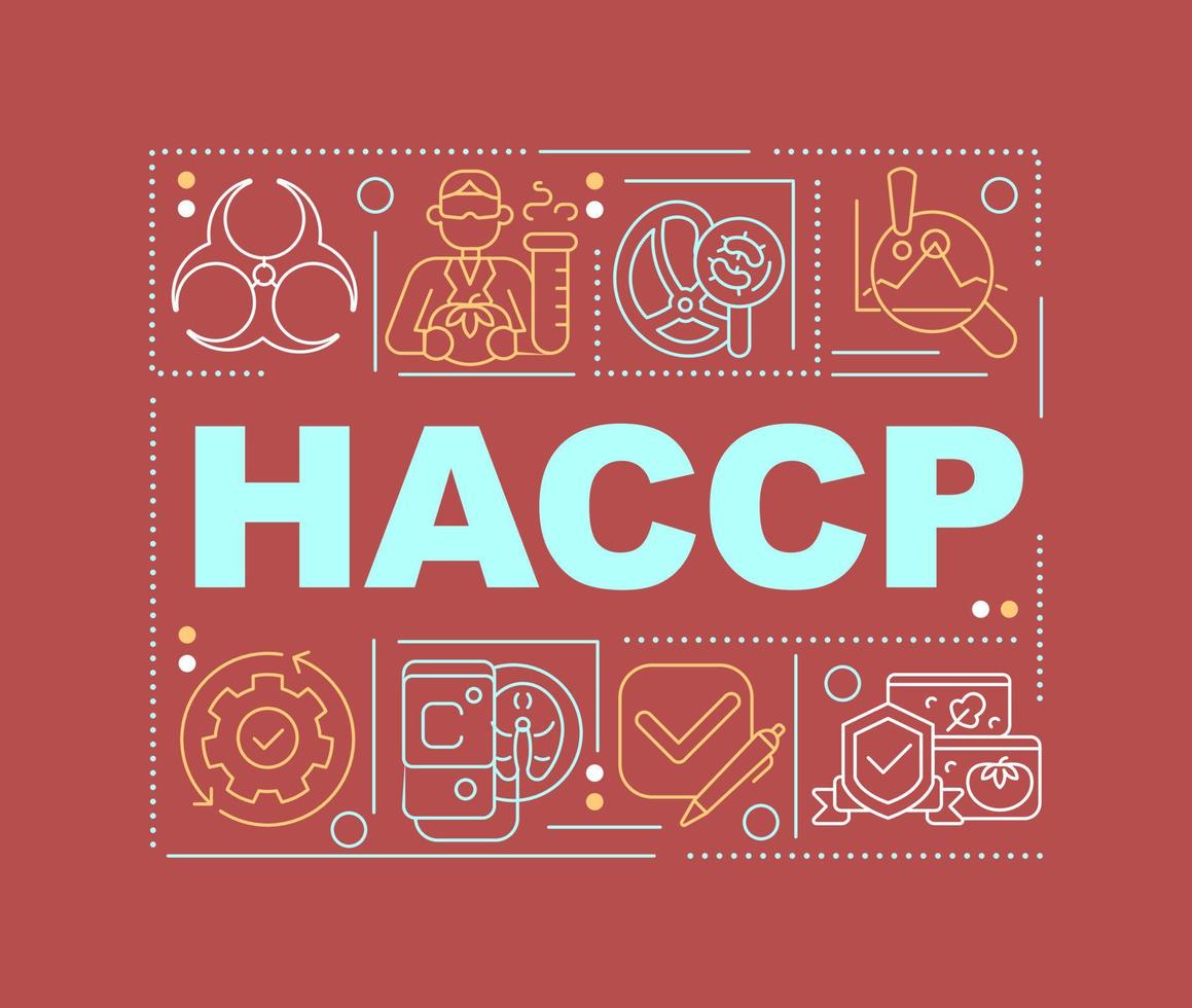 HACCP word concepts red banner. Food safety control. Infographics with editable icons on color background. Isolated typography. Vector illustration with text