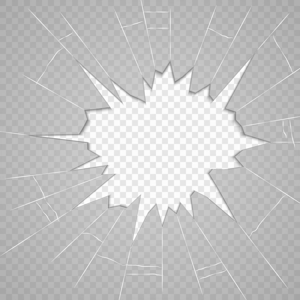 Broken glass texture. Isolated realistic cracked glass vector