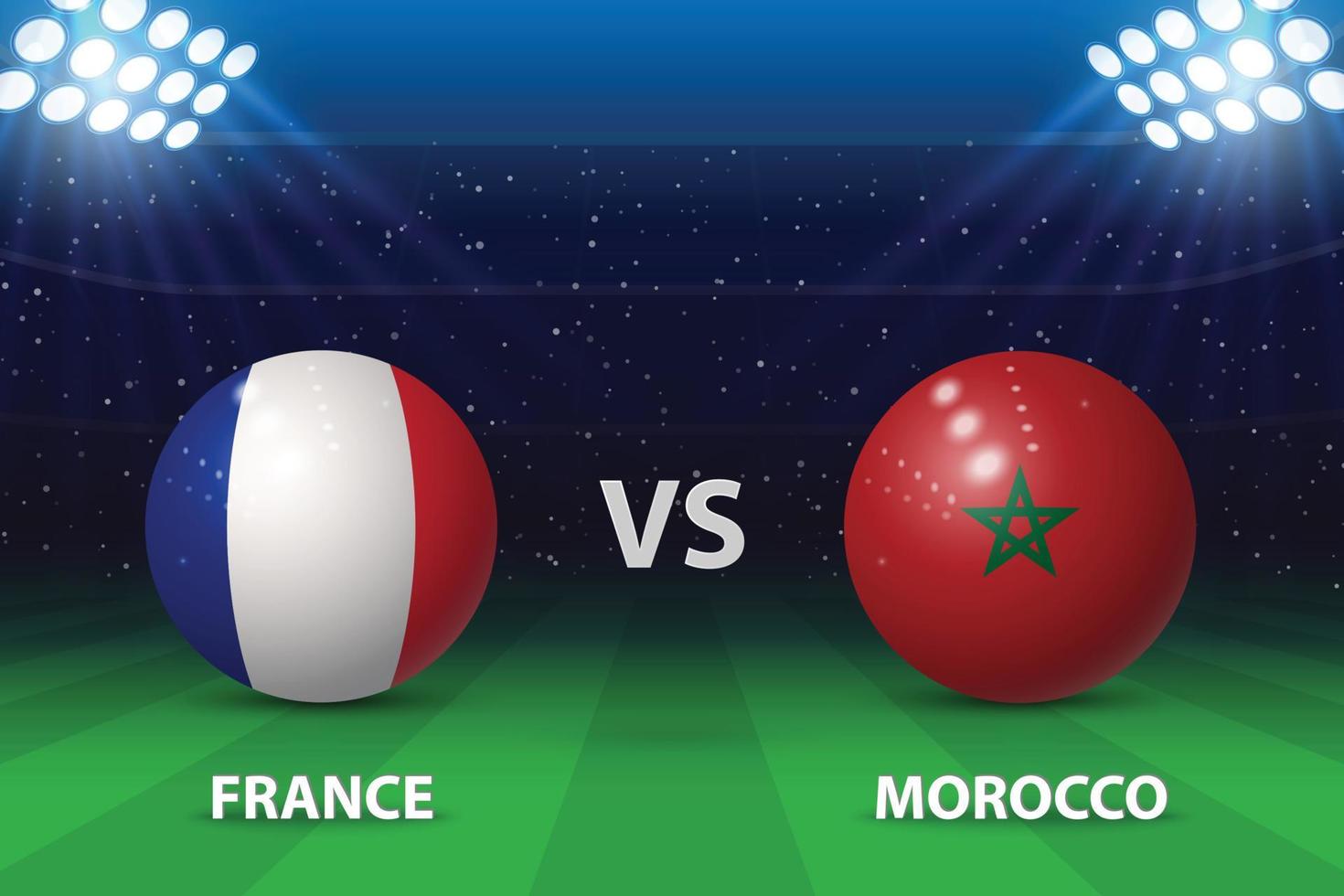 France vs Morocco. Football scoreboard broadcast graphic vector