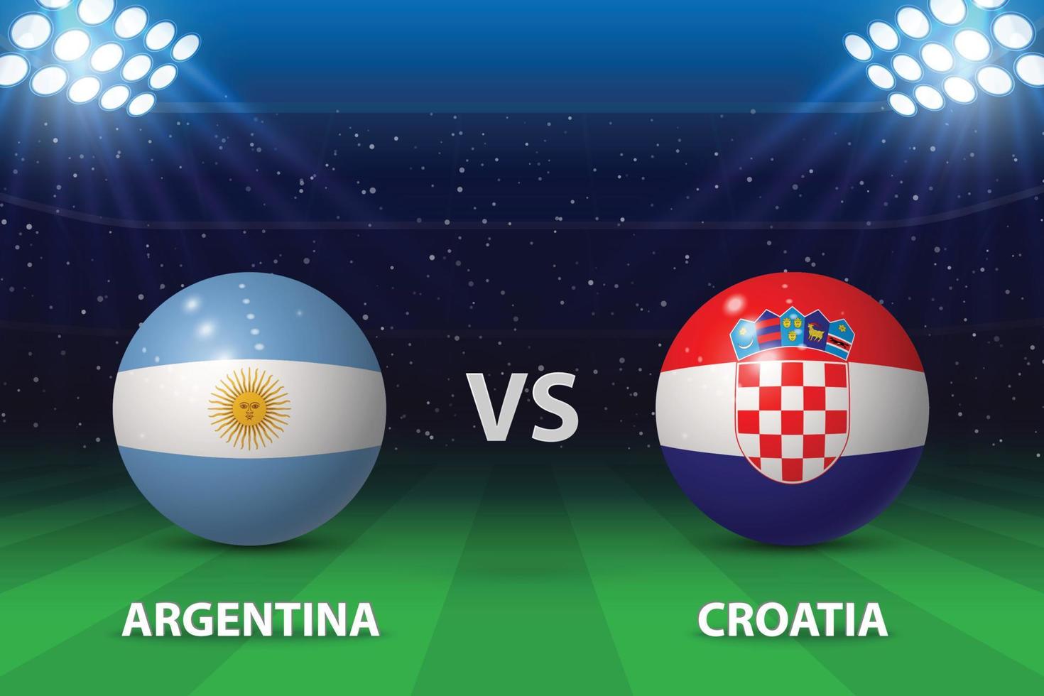 Argentina vs Croatia. Football scoreboard broadcast graphic vector