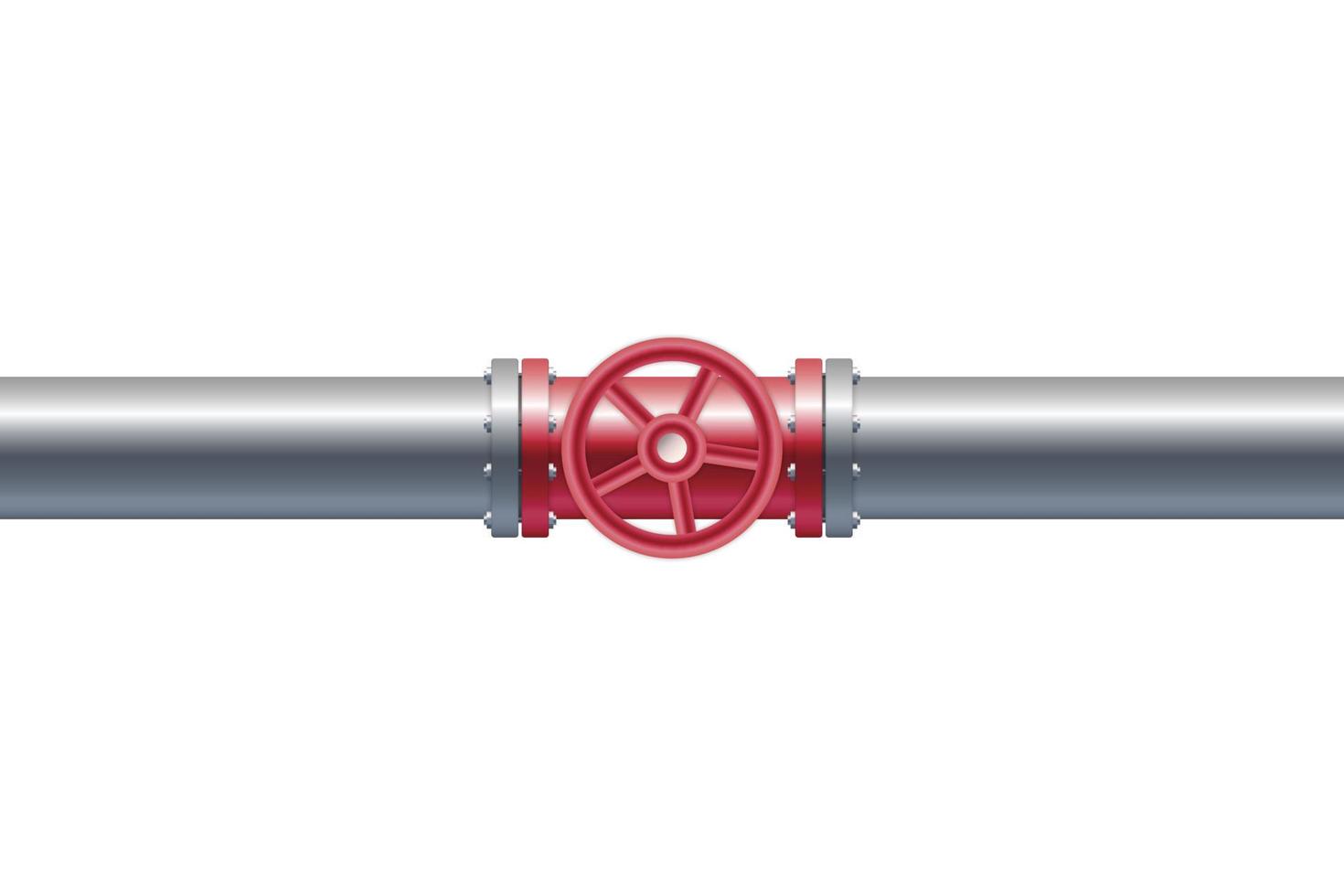 3d realistic pipe with valve and piping system vector