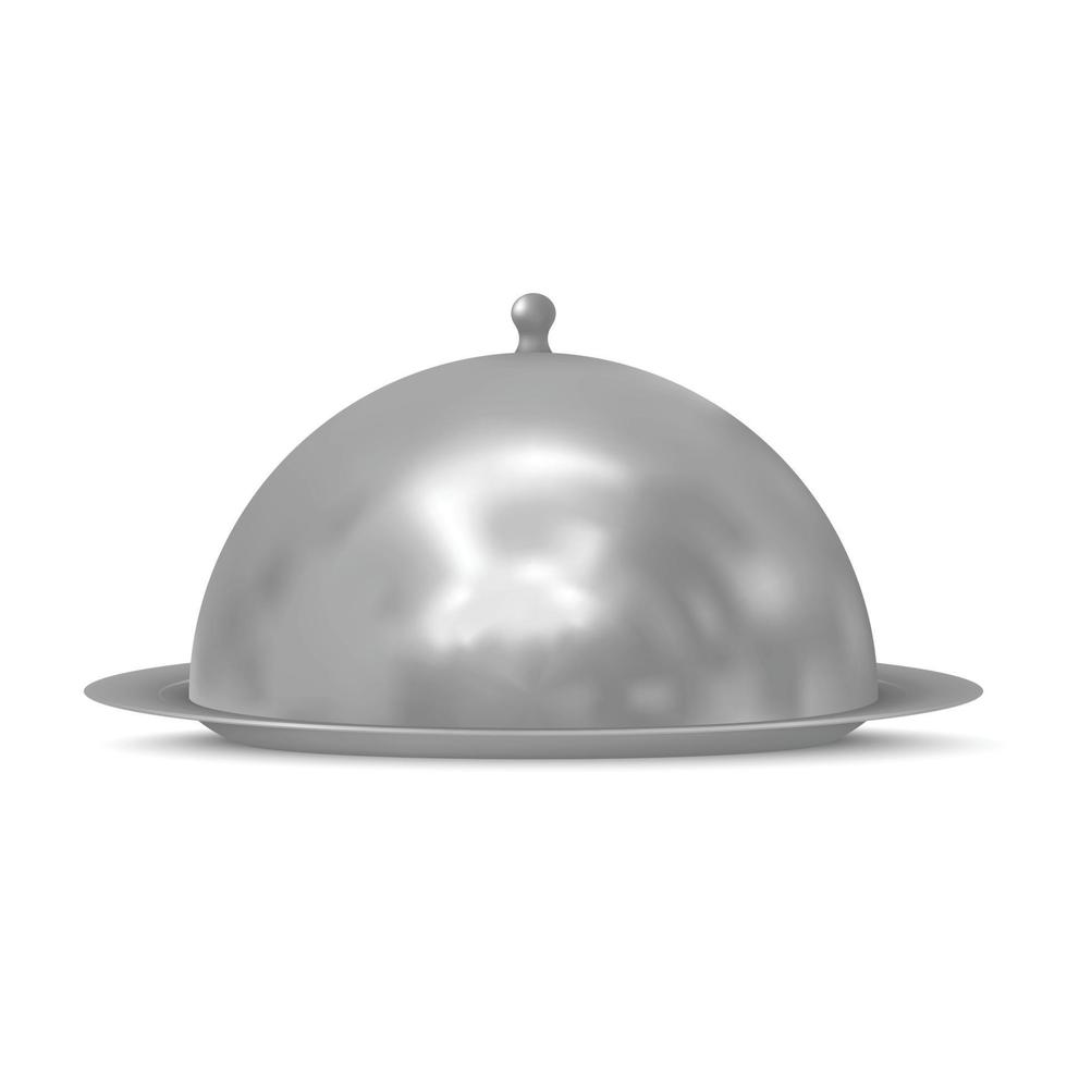 3d realistic restaurant cloche with tray vector