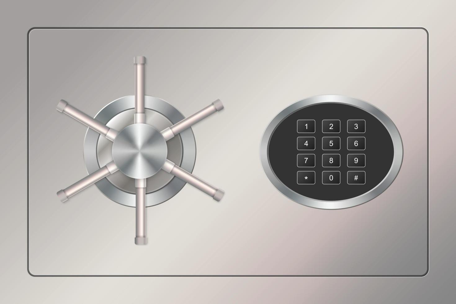 Door safe vault with a combination key lock vector