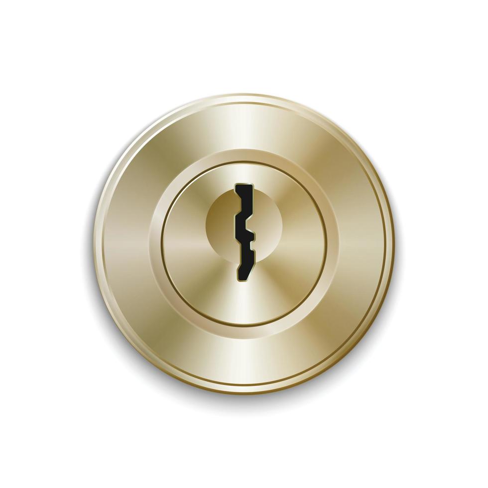 Gold door lock keyhole isolated vector