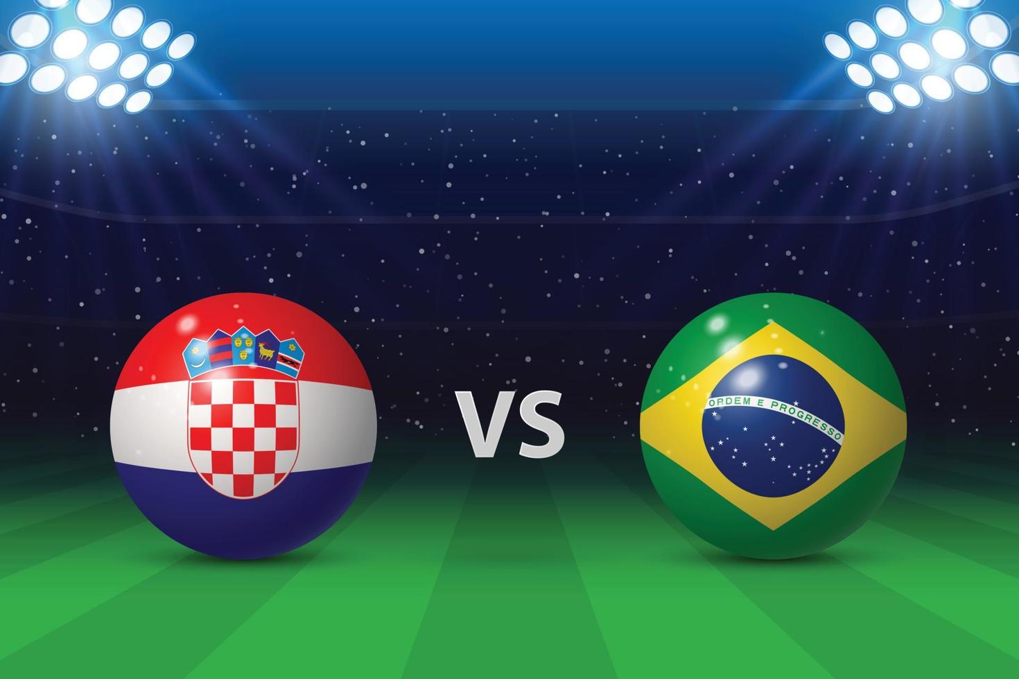 Croatia vs Brazil. Football scoreboard broadcast graphic vector