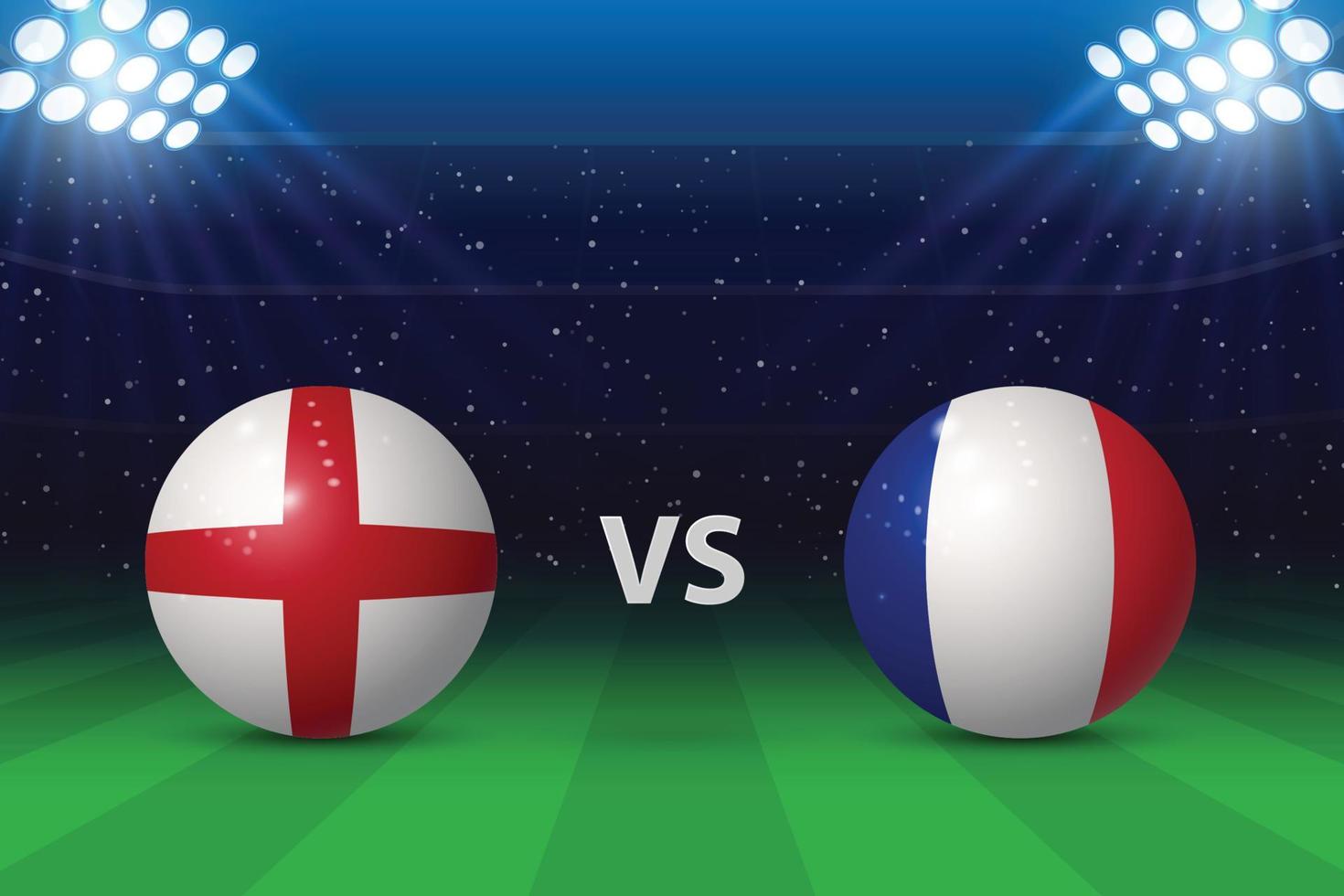 England vs France. Football scoreboard broadcast graphic vector