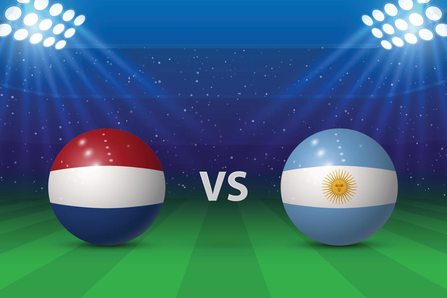 Netherlands vs Argentina. Football scoreboard broadcast graphic vector