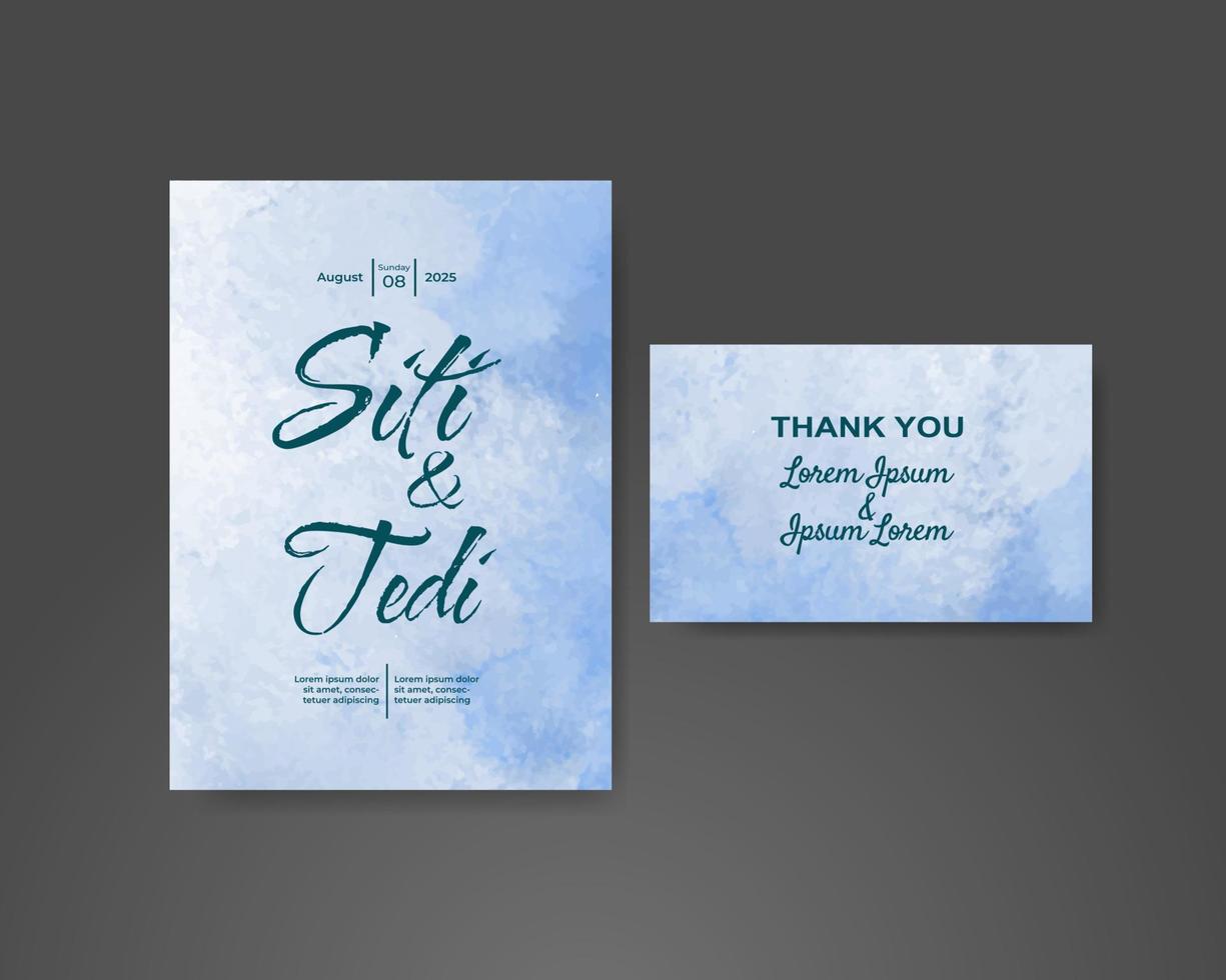 Wedding invitation with abstract watercolor background vector