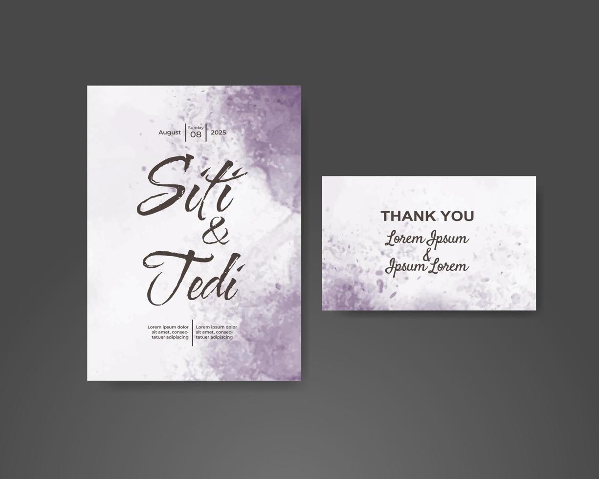 Wedding invitation with abstract watercolor background vector