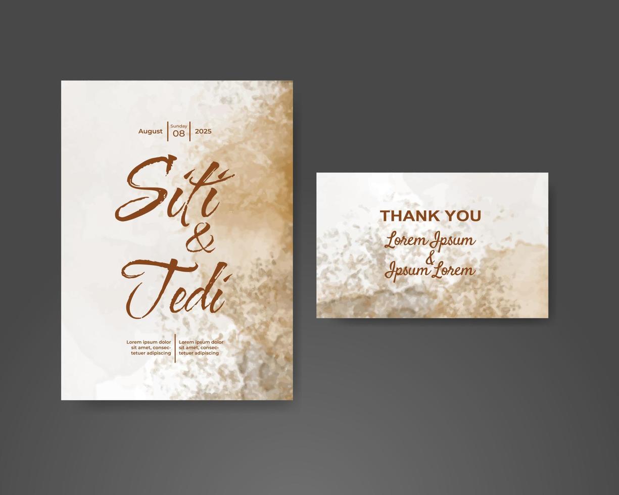 Wedding invitation with abstract watercolor background vector