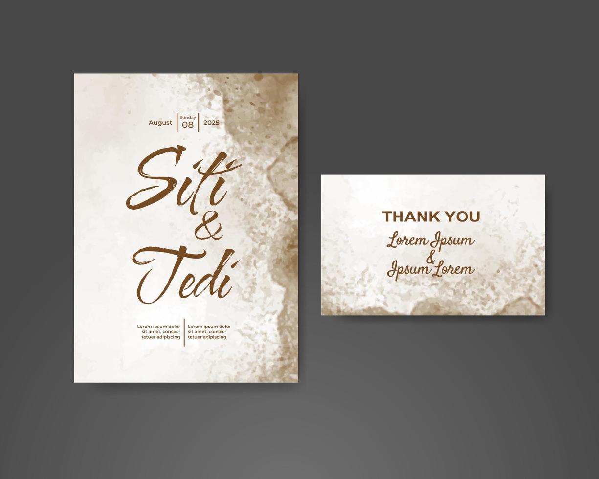 Wedding invitation with abstract watercolor background vector