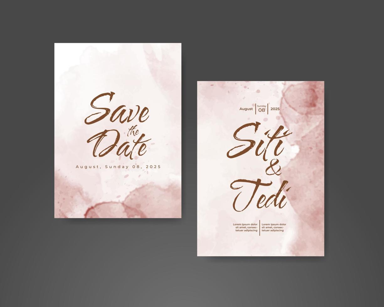 Wedding invitation with abstract watercolor background vector