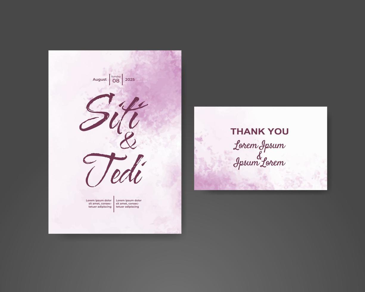 Wedding invitation with abstract watercolor background vector