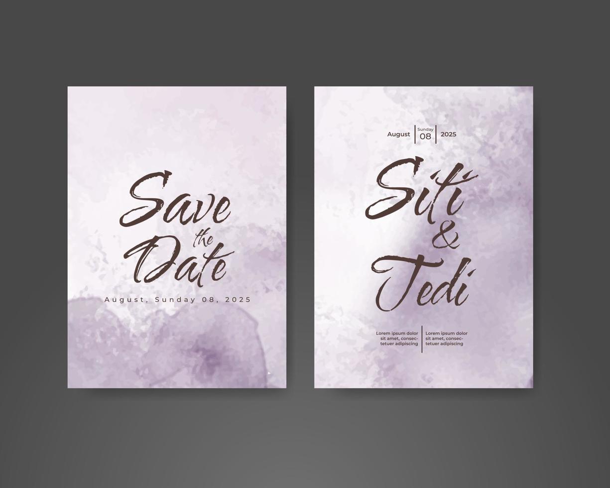 Wedding invitation with abstract watercolor background vector