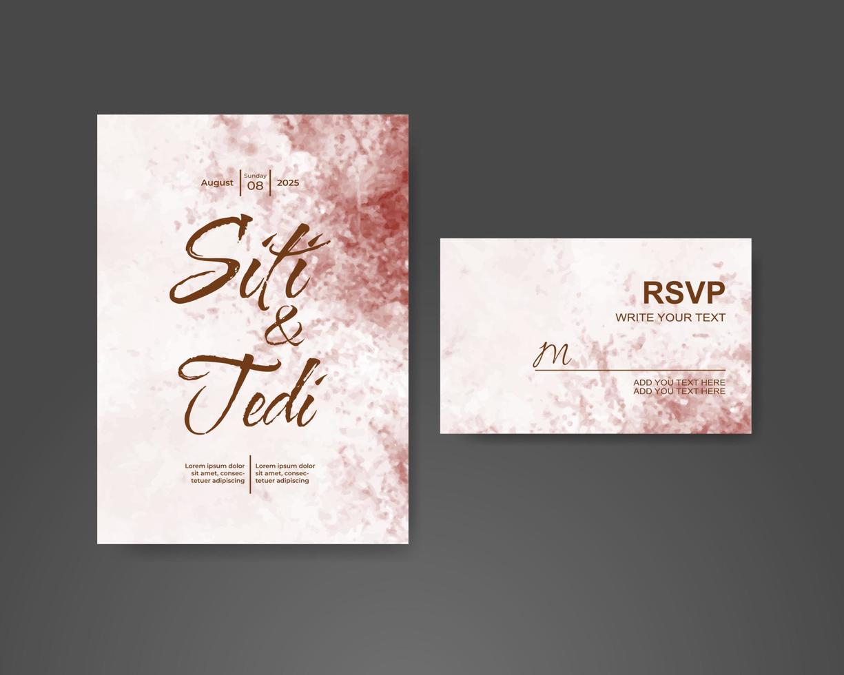 Wedding invitation with abstract watercolor background vector