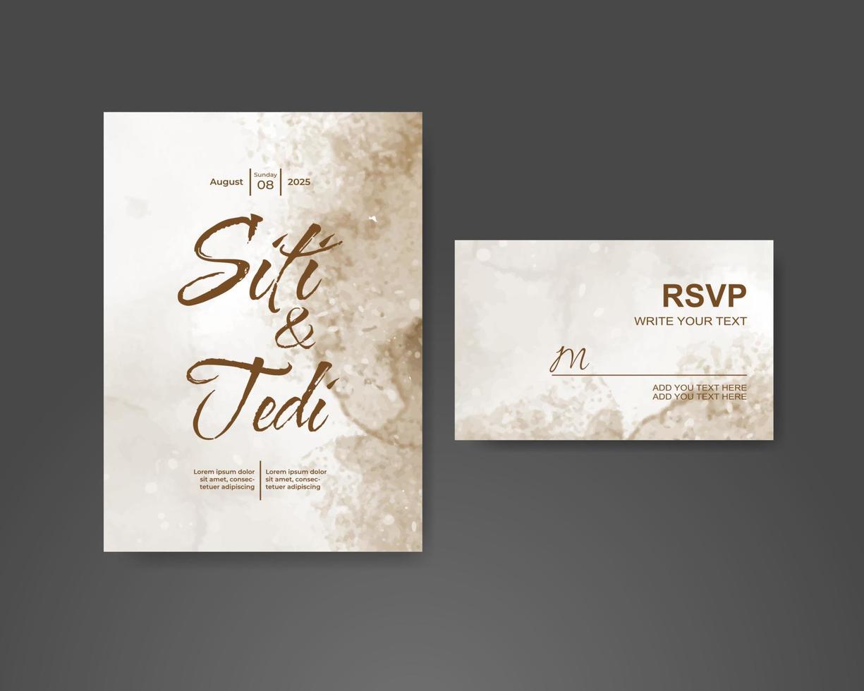 Wedding invitation with abstract watercolor background vector