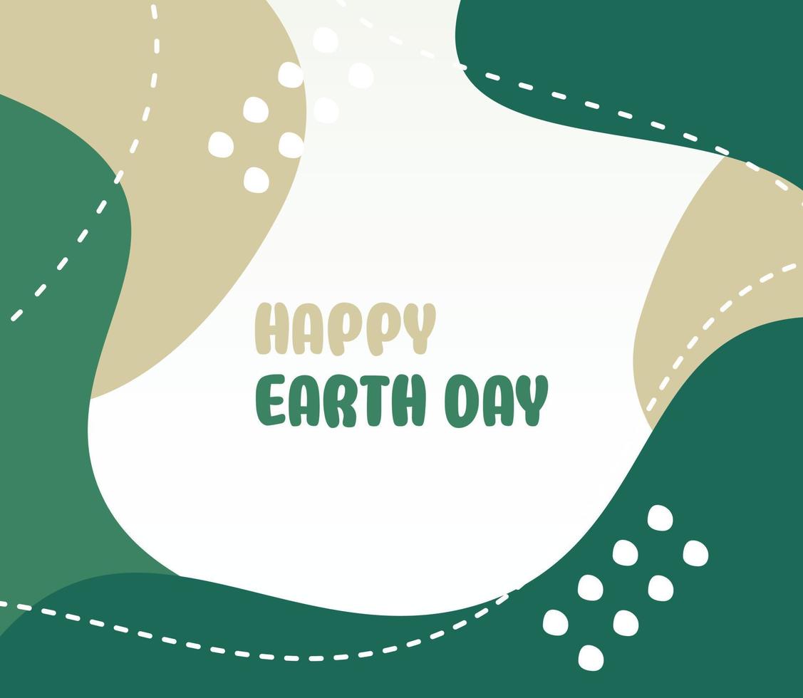 happy earth day background green color abstract shape, wave pattern editable text. Template for banner, poster, social media, web. vector