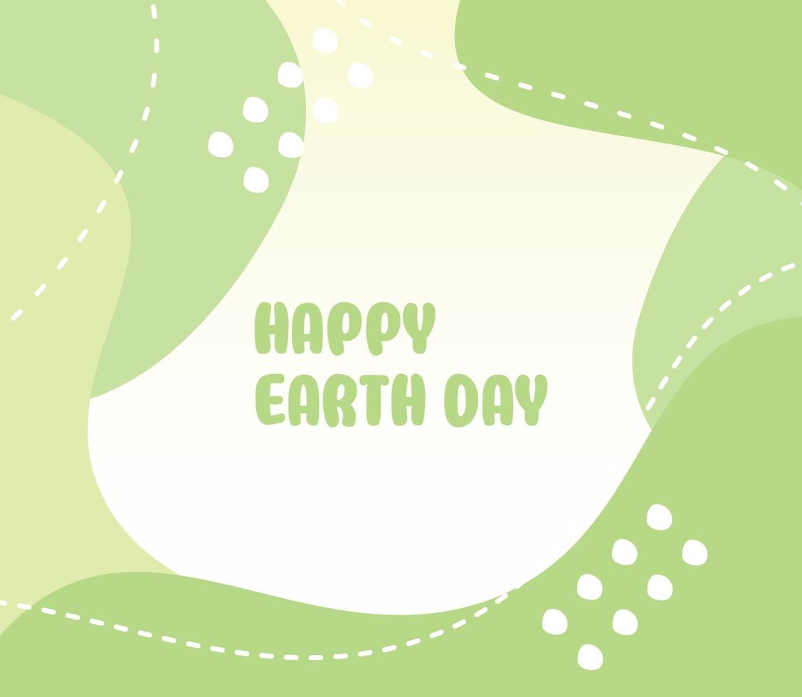 happy earth day background green color abstract shape, wave pattern editable text. Template for banner, poster, social media, web. vector