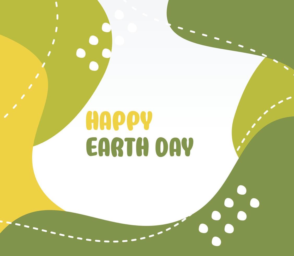 happy earth day background green color abstract shape, wave pattern editable text. Template for banner, poster, social media, web. vector