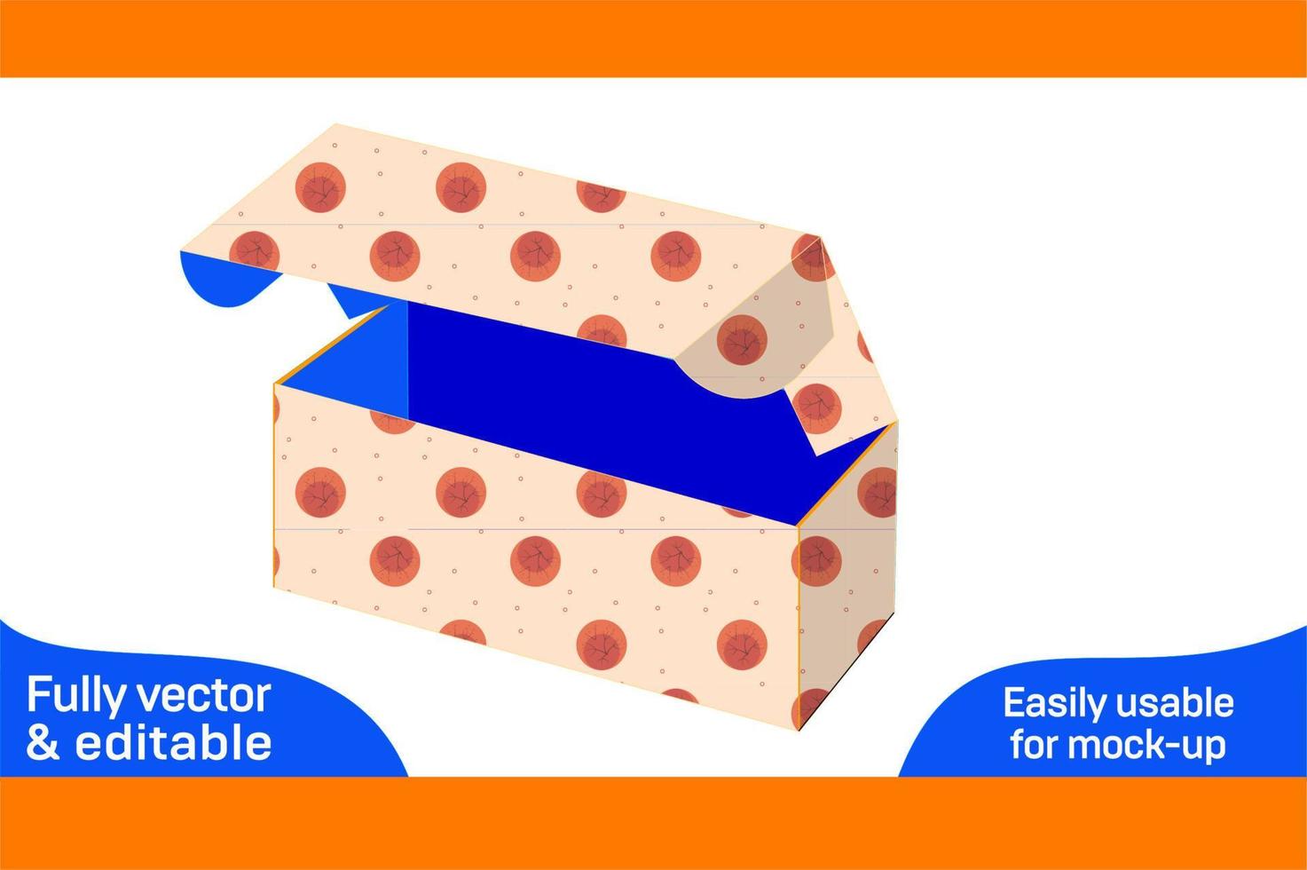 Corrugated cardboard packaging mailer box Dieline template and 3D render file 3D box vector