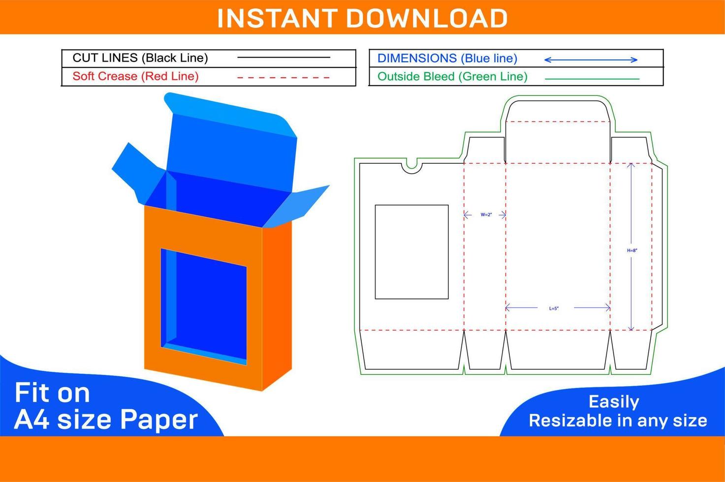 mano crema conjunto caja o regalo caja dieline modelo y 3d hacer archivo caja dieline y 3d caja vector