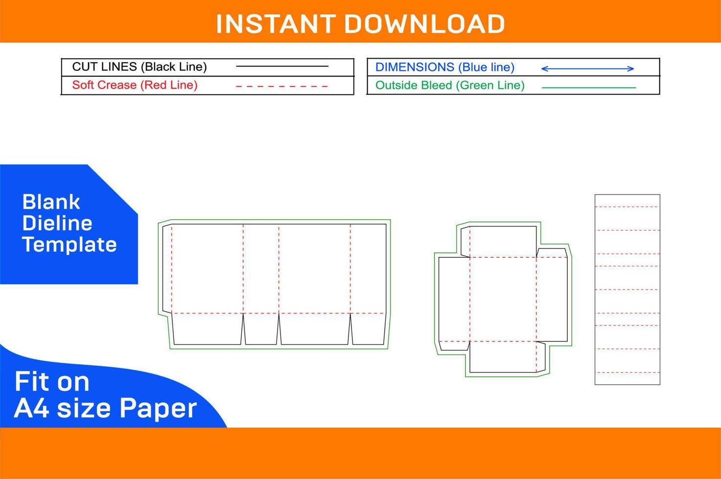 Pre-rolls kits box dieline template and 3D box design, color changeable and editable Blank dieline template vector