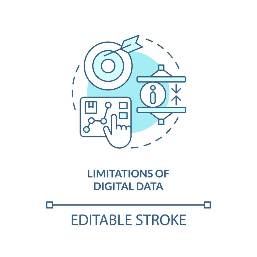 Limitations of digital data turquoise concept icon. Way to sustain your brand abstract idea thin line illustration. Isolated outline drawing. Editable stroke vector